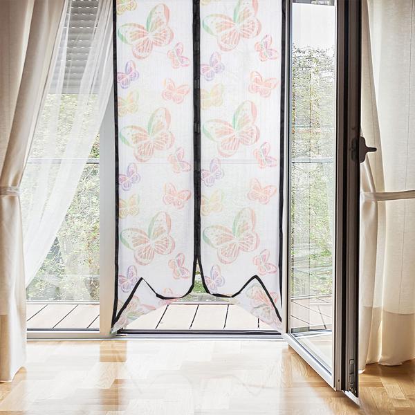 Dekorative Insektenschutztür (ca. 210x100cm) mit charmantem Schmetterling Design: Hält Fliegen & Mücken fern, luftdurchlässig, robust & einfache Montage für Balkon & Terrasse