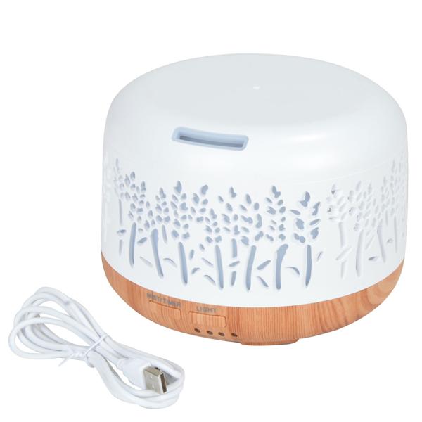 Aroma-Diffuser weiss 300ml - 7 LEDs, feiner Nebel, Luftbefeuchter, Raumduft, ätherische Öle - Kunststoff (PP/ABS) Ø 13 x 10 cm, verbesserte Luftqualität