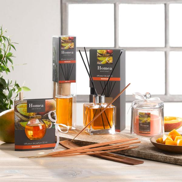 Raumduft Mango mit Stäbchen 170 ml - Süss fruchtiger Duft für Wohlfühloase - Stilvolles Design Lufterfrischer für wohlriechende Zimmer