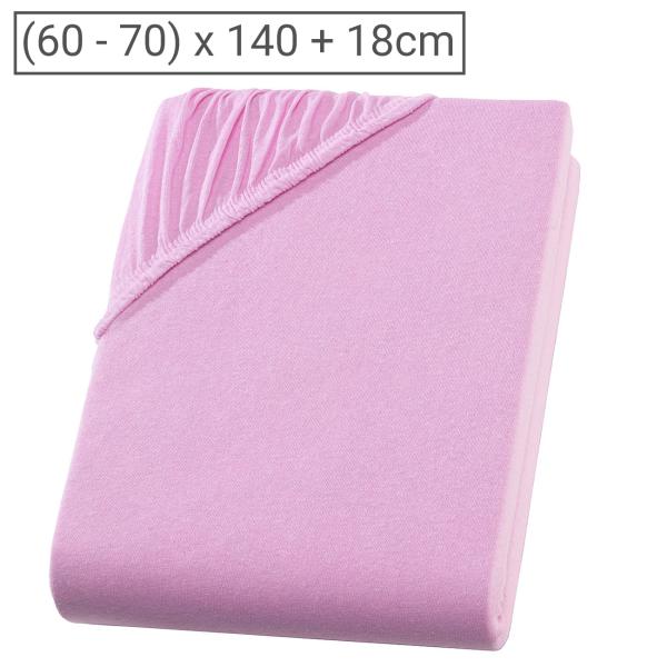 Kinder Qualitäts-Jersey Fixleintuch - 100% Baumwolle Öko-Tex 100 - rosa 70x140 cm - atmungsaktiv, bügelfrei & maschinenwaschbar