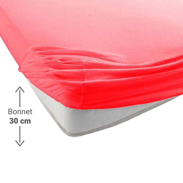 Einzelbett Qualitäts-Jersey Fixleintuch - 100% Baumwolle, rot - 90x200 cm, Öko-Tex Standard 100, atmungsaktiv, bügelfrei, bis 60° waschbar