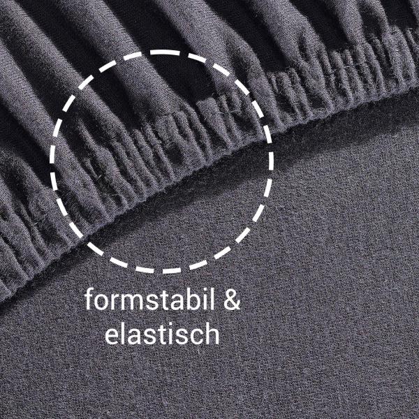 Einzelbett Qualitäts-Jersey Fixleintuch - 100% Baumwolle, Öko-Tex Standard 100, anthrazit - 90x200 cm, elastisch, bügelfrei, waschbar - ideales Schlafklima