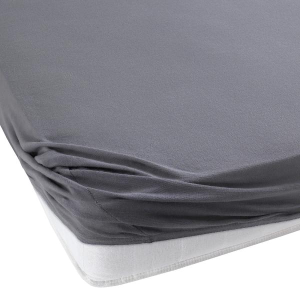 Einzelbett Qualitäts-Jersey Fixleintuch - 100% Baumwolle, Öko-Tex Standard 100, anthrazit - 90x200 cm, elastisch, bügelfrei, waschbar - ideales Schlafklima