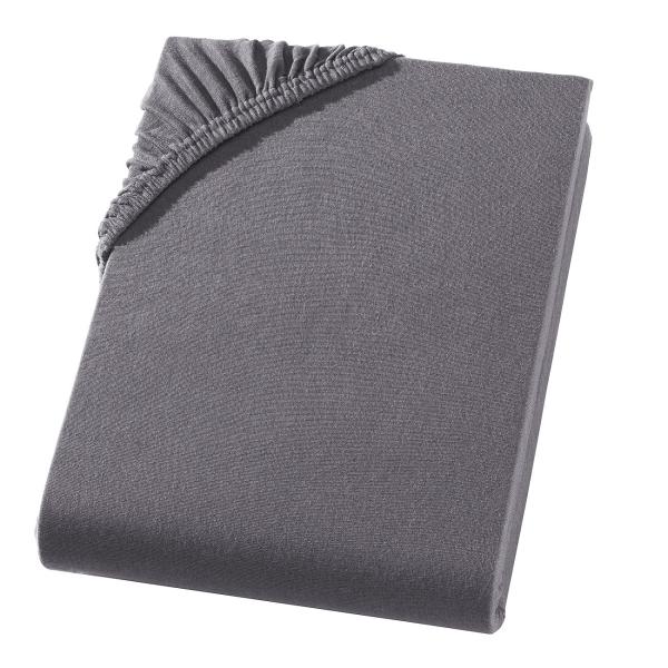Einzelbett Qualitäts-Jersey Fixleintuch - 100% Baumwolle, Öko-Tex Standard 100, anthrazit - 90x200 cm, elastisch, bügelfrei, waschbar - ideales Schlafklima