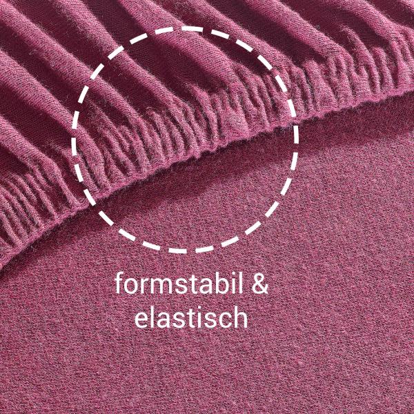 Doppelbett Qualitäts-Jersey Fixleintuch - 100% Baumwolle Öko-Tex Standard 100 - Bordeaux, 160 x 200 cm - Hautsympathisch, atmungsaktiv, pflegeleicht & bügelfrei