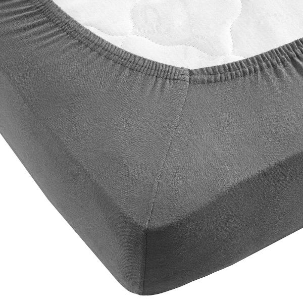 Doppelbett Qualitäts-Jersey Fixleintuch - 100% Baumwolle, Öko-Tex Standard 100 - Angenehmes Schlafklima, bügelfrei, 160 x 200 cm, anthrazit, 125 g/m2