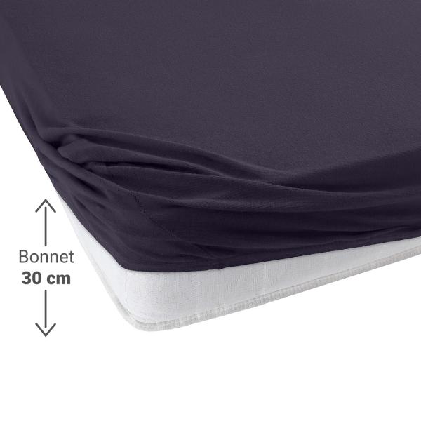 Doppelbett Qualitäts-Jersey Fixleintuch - 100% Baumwolle schwarz - Hautfreundlich, atmungsaktiv, bügelfrei & 60° waschbar - 140-160x200 cm mit 30cm Steg