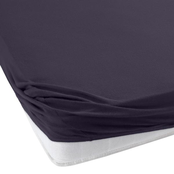 Doppelbett Qualitäts-Jersey Fixleintuch - 100% Baumwolle schwarz - Hautfreundlich, atmungsaktiv, bügelfrei & 60° waschbar - 140-160x200 cm mit 30cm Steg