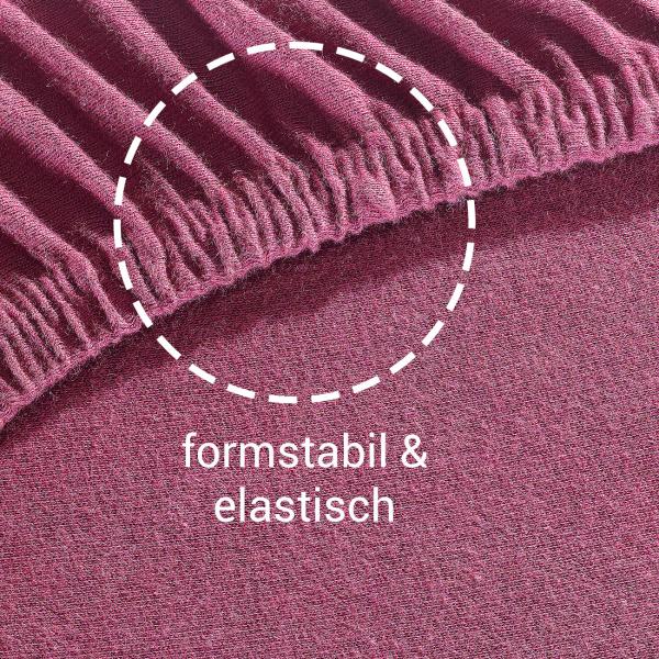 Fixleintuch Jersey Übergrösse 100% Baumwolle Bordeaux - Hautsympathisch & Atmungsaktiv für Doppelbetten - Öko-Tex 100 zertifiziert - 200x200 cm