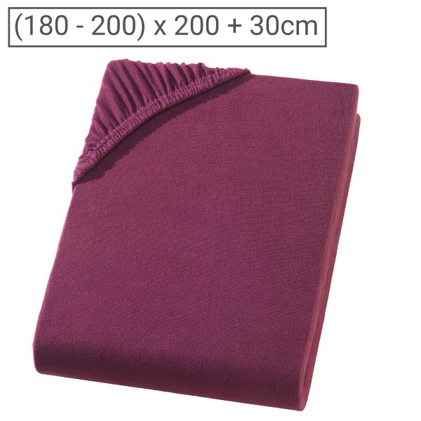 Fixleintuch Jersey Übergrösse 100% Baumwolle Bordeaux - Hautsympathisch & Atmungsaktiv für Doppelbetten - Öko-Tex 100 zertifiziert - 200x200 cm