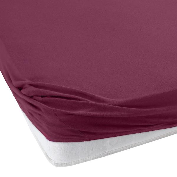 Fixleintuch Jersey Übergrösse 100% Baumwolle Bordeaux - Hautsympathisch & Atmungsaktiv für Doppelbetten - Öko-Tex 100 zertifiziert - 200x200 cm
