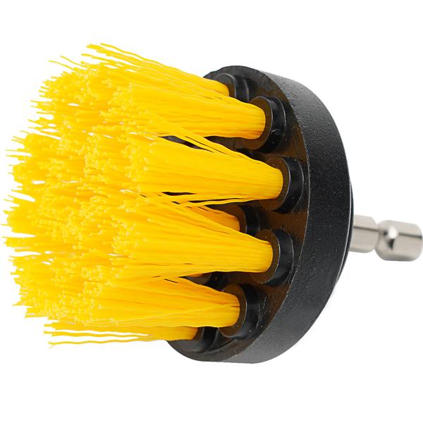 8er Reinigungsbürsten-Spar-Set für Akkuschrauber & Bohrmaschine, gelb/schwarz, Drill Brush Reinigungskit ideal für Küche, Bad, Felgen, Auto