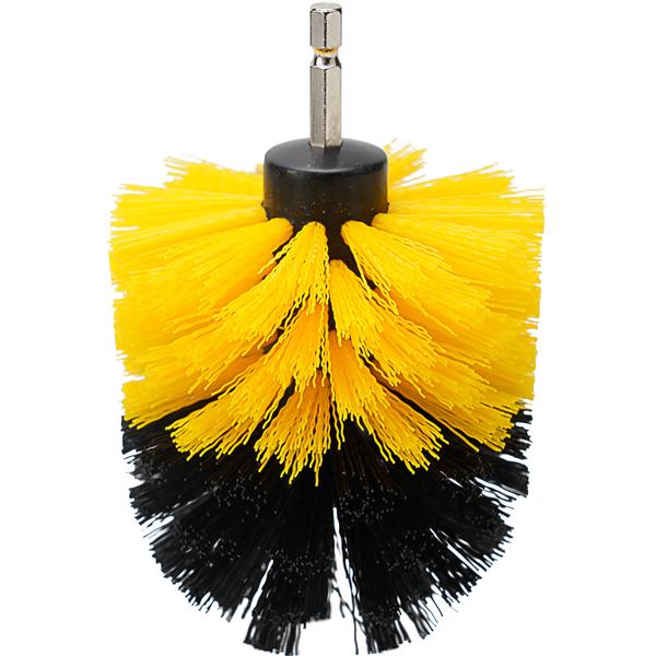 8er Reinigungsbürsten-Spar-Set für Akkuschrauber & Bohrmaschine, gelb/schwarz, Drill Brush Reinigungskit ideal für Küche, Bad, Felgen, Auto