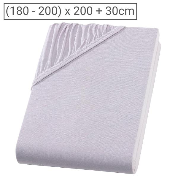 Premium Jersey Fixleintuch - 100% Baumwolle, silber, 200x200 cm - Öko-Tex Standard 100 - atmungsaktiv, bügelfrei, langlebig - Übergrösse