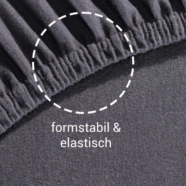 Premium Jersey Fixleintuch - 100% Baumwolle - Schwarz, 200x200 cm - Öko-Tex Standard 100 - Atmungsaktiv & Langlebig - Für Doppelmatratzen 180-200x200 cm mit 30cm Steg