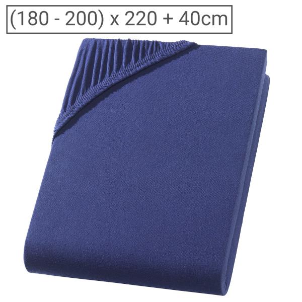 Wasserbett Premium Qualitäts-Jersey Fixleintuch 200x220 cm - 100% Baumwolle marine-navy - Atmungsaktiv, bügelfrei - Ideal für Wasser- & Boxspringbetten