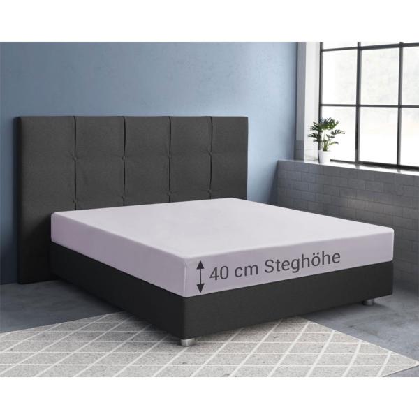 Wasserbett Premium Jersey Fixleintuch - 100% Baumwolle, Silber, 200x220cm - Öko-Tex Standard 100, bügelfrei - Für Wasser- & Boxspringbetten