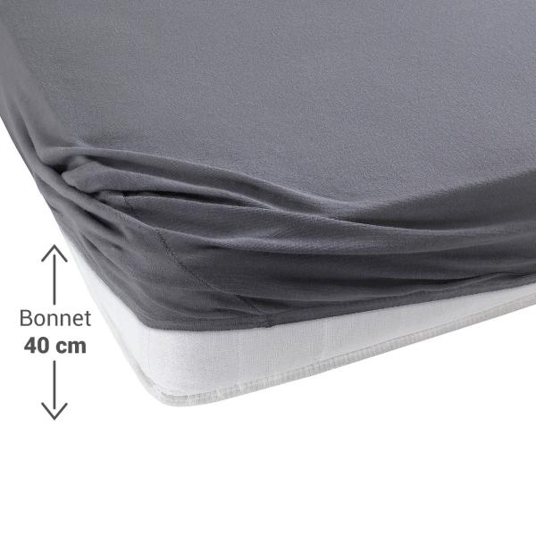 Wasserbett Premium Qualitäts-Jersey Fixleintuch - 100% Baumwolle, anthrazit, 200x220cm - Öko-Tex Standard 100 - bügelfrei - atmungsaktiv