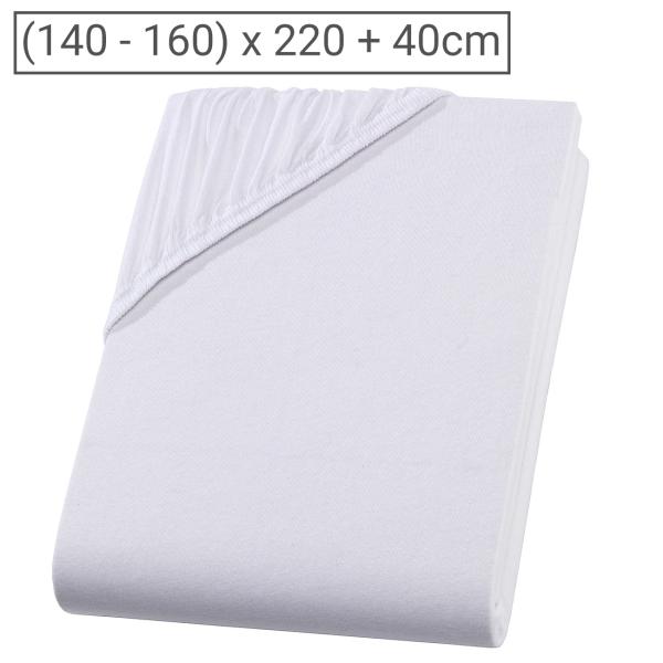 Wasserbett Premium Jersey Fixleintuch – 100% Baumwolle Öko-Tex 100 – 160x220cm für Doppelmatratzen, Boxspringbetten – Hautsympathisch, bügelfrei, waschbar