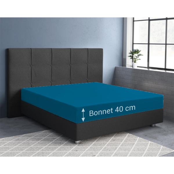 Wasserbett Premium Qualitäts-Jersey Fixleintuch - 100% Baumwolle, Petrol - 160x220 cm - Öko-Tex Standard 100 - Für Wasser- & Boxspringbetten - Hoher Steg 40cm
