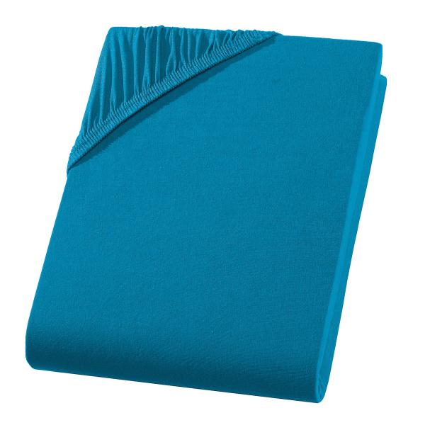 Wasserbett Premium Qualitäts-Jersey Fixleintuch - 100% Baumwolle, Petrol - 160x220 cm - Öko-Tex Standard 100 - Für Wasser- & Boxspringbetten - Hoher Steg 40cm