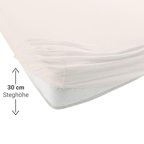 Einzelbett Qualitäts-Jersey Fixleintuch - 100% Baumwolle, Natur, 90-100x200cm - Öko-Tex Standard 100, atmungsaktiv, bügelfrei, 60° waschbar