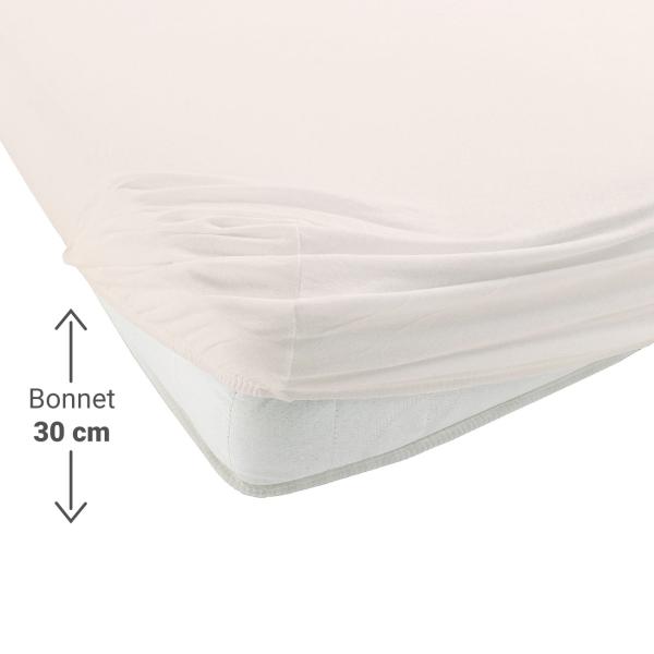 Einzelbett Qualitäts-Jersey Fixleintuch - 100% Baumwolle, Natur, 90-100x200cm - Öko-Tex Standard 100, atmungsaktiv, bügelfrei, 60° waschbar