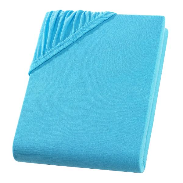 Einzelbett Qualitäts-Jersey Fixleintuch - 100% Baumwolle, türkis, 90-100x200cm - Öko-Tex 100, elastisch, bügelfrei & atmungsaktiv - Perfektes Schlafklima
