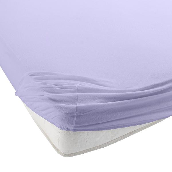 Einzelbett Qualitäts-Jersey Fixleintuch - 100% Baumwolle Öko-Tex Standard 100 - flieder, 90-100 x 200 cm + 30 cm Steg - Bügelfrei, maschinenwaschbar 60°