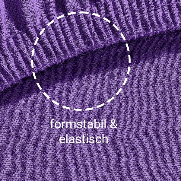 Einzelbett Qualitäts-Jersey Fixleintuch - 100% Baumwolle, violett - Öko-Tex Standard 100, 90x200 cm, elastisch, formstabil & bügelfrei
