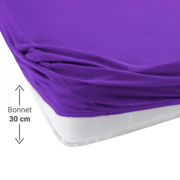 Einzelbett Qualitäts-Jersey Fixleintuch - 100% Baumwolle, violett - Öko-Tex Standard 100, 90x200 cm, elastisch, formstabil & bügelfrei