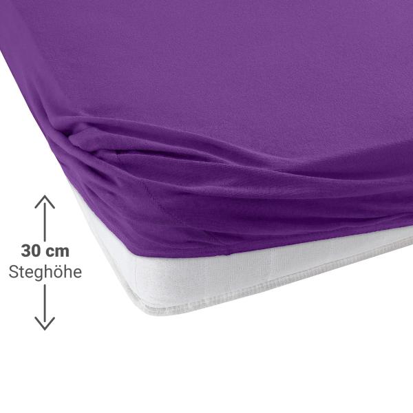Einzelbett Qualitäts-Jersey Fixleintuch - 100% Baumwolle Öko-Tex Standard 100 - Hautsympathisch, atmungsaktiv, bügelfrei - Aubergine 90x200cm