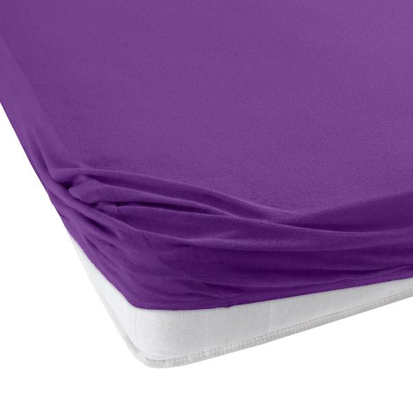 Einzelbett Qualitäts-Jersey Fixleintuch - 100% Baumwolle Öko-Tex Standard 100 - Hautsympathisch, atmungsaktiv, bügelfrei - Aubergine 90x200cm