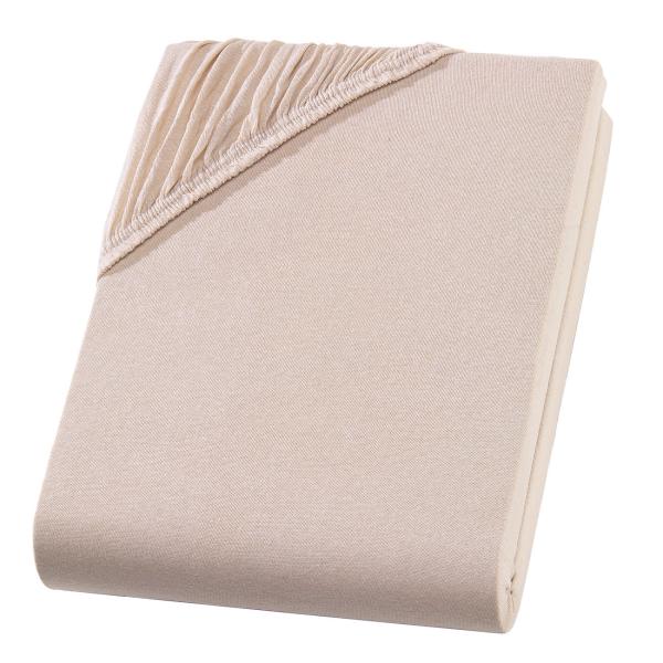Einzelbett Qualitäts-Jersey Fixleintuch - 100% Baumwolle Öko-Tex Standard 100 - Beige, 90-100 x 200 cm - Elastisch, atmungsaktiv & bügelfrei
