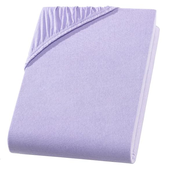 Doppelbett Jersey Fixleintuch - 100% Baumwolle, flieder, 160 x 200 cm - Öko-Tex 100 - Hautsympathisch & atmungsaktiv - Rundum-Gummizug - Bügelfrei & 60° waschbar