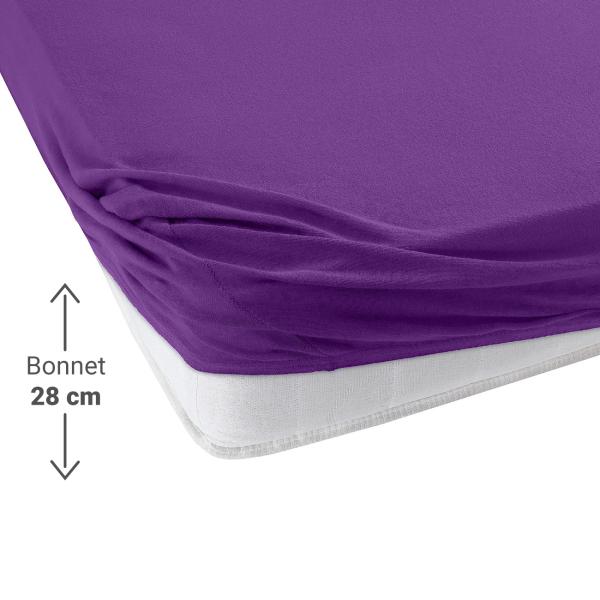 Doppelbett Qualitäts-Jersey Fixleintuch - 100% Baumwolle, aubergine, 160 x 200 cm - Hautfreundlich & atmungsaktiv, Öko-Tex 100, bügelfrei