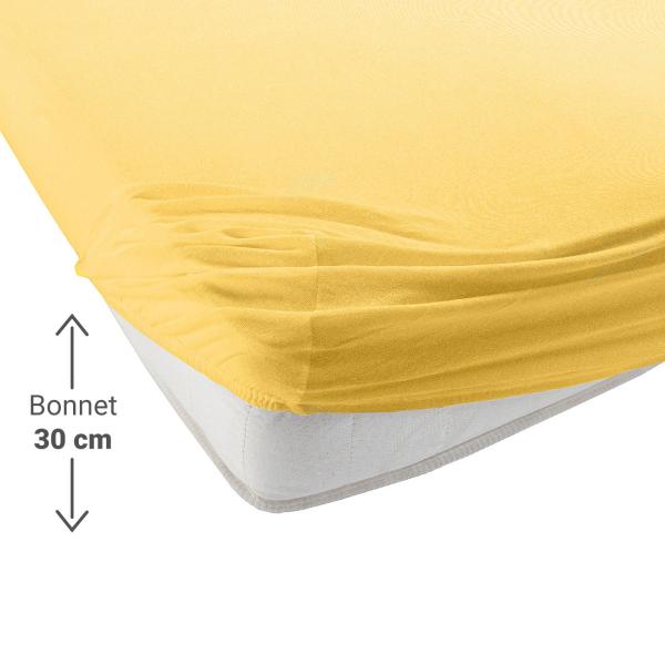 Doppelbett Jersey Fixleintuch - 100% Baumwolle maisgelb 160 x 200 cm - Öko-Tex Standard 100 zertifiziert - faltenfrei, atmungsaktiv & bügelfrei