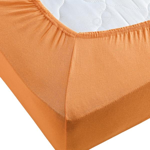Doppelbett Qualitäts-Jersey Fixleintuch - 100% Baumwolle - Orange 160 x 200 cm - Öko-Tex Standard 100 - Hautfreundlich & Atmungsaktiv - Matratzen bis 160 cm