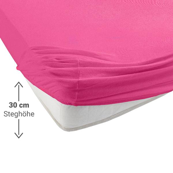 Doppelbett Qualitäts-Jersey Fixleintuch - 100% Baumwolle, magenta - Angenehmes Schlafklima, bügelfrei, Öko-Tex Standard 100 - Für 140-160x200 cm Matratzen