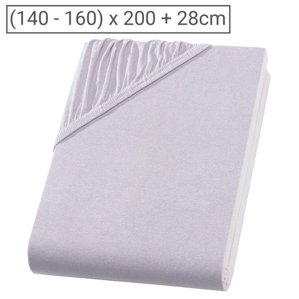 Doppelbett Qualitäts-Jersey Fixleintuch - 100% Baumwolle Öko-Tex Standard 100 - Silber - 160x200 cm - Hautfreundlich & Atmungsaktiv - Bügelfrei 60° Waschbar