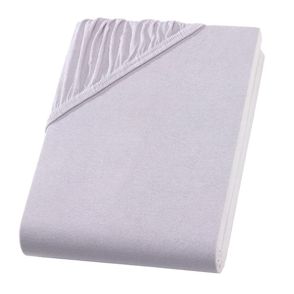 Doppelbett Qualitäts-Jersey Fixleintuch - 100% Baumwolle Öko-Tex Standard 100 - Silber - 160x200 cm - Hautfreundlich & Atmungsaktiv - Bügelfrei 60° Waschbar