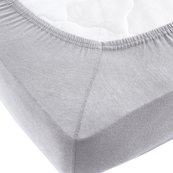 Doppelbett Qualitäts-Jersey Fixleintuch - 100% Baumwolle Öko-Tex Standard 100 - Silber - 160x200 cm - Hautfreundlich & Atmungsaktiv - Bügelfrei 60° Waschbar