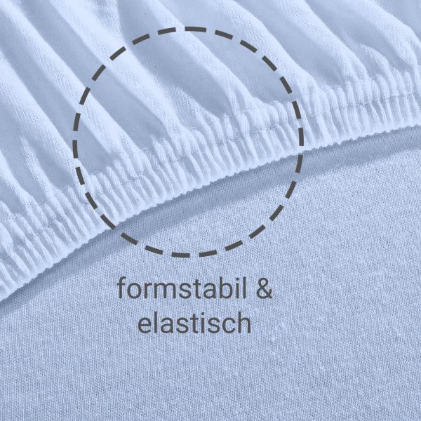 Qualitäts-Jersey Fixleintuch – 100% Baumwolle hellblau 200x200 cm – Hautsympathisch, atmungsaktiv, Öko-Tex Standard 100 zertifiziert, mit Rundum-Gummizug