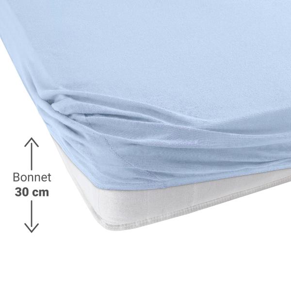 Qualitäts-Jersey Fixleintuch – 100% Baumwolle hellblau 200x200 cm – Hautsympathisch, atmungsaktiv, Öko-Tex Standard 100 zertifiziert, mit Rundum-Gummizug