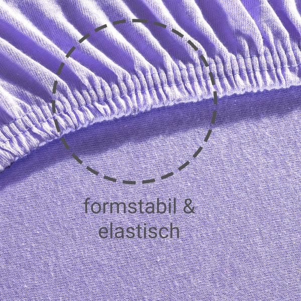 Übergrösse Qualitäts-Jersey Fixleintuch - 100% Baumwolle, flieder, 200x200 cm für grosse Doppelmatratzen - Öko-Tex Standard 100, bügelfrei, 125g/m²