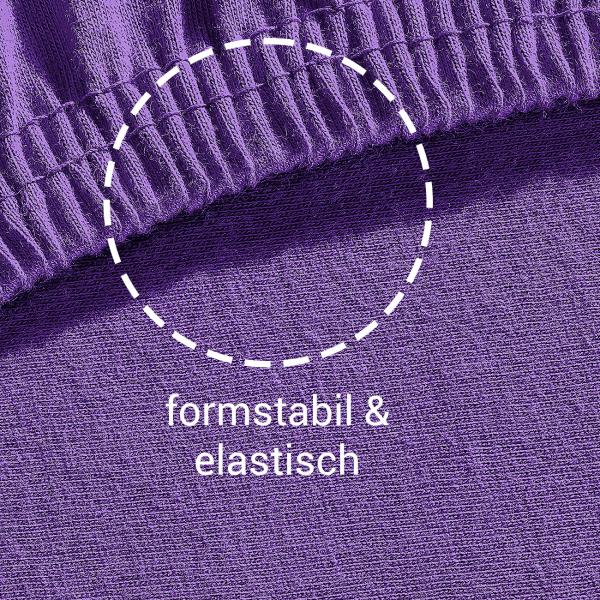 Übergrösse Qualitäts-Jersey Fixleintuch - 100% Baumwolle Öko-Tex Standard 100 violett - (180-200)x200 cm - elastisch, atmungsaktiv, bügelfrei - 30 cm Steg