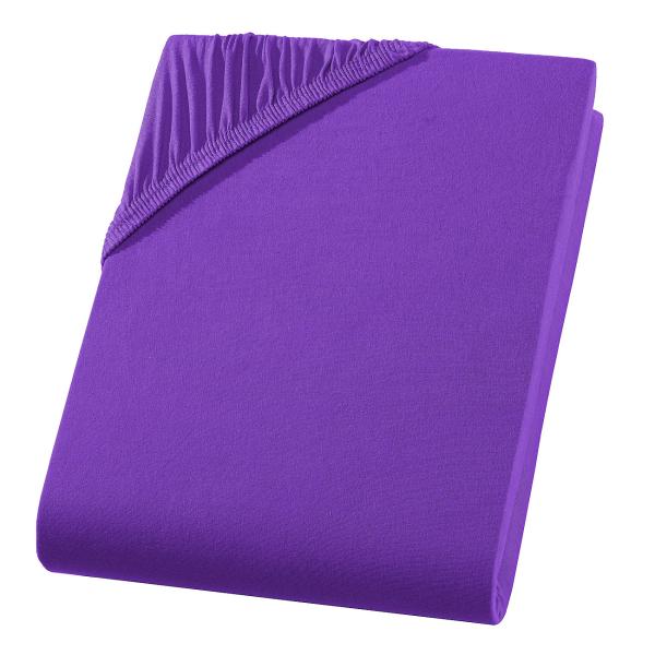 Übergrösse Qualitäts-Jersey Fixleintuch - 100% Baumwolle Öko-Tex Standard 100 violett - (180-200)x200 cm - elastisch, atmungsaktiv, bügelfrei - 30 cm Steg