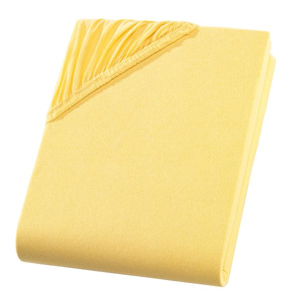 Übergrösse Jersey Fixleintuch - Maisgelb, 100% Baumwolle (mind. 125 g/m2) - 200x200 cm - Öko-Tex 100 - Optimal für Doppelmatratzen - Hautsympathisch & bügelfrei