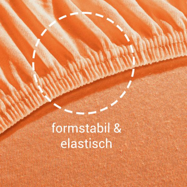 Übergrösse Qualitäts-Jersey Fixleintuch – 100% Baumwolle, orange, 200x200 cm – Öko-Tex 100 – bügelfrei, maschinenwaschbar 60°C – Spannbetttuch für Doppelbetten