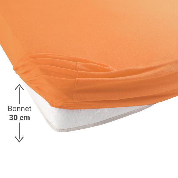 Übergrösse Qualitäts-Jersey Fixleintuch – 100% Baumwolle, orange, 200x200 cm – Öko-Tex 100 – bügelfrei, maschinenwaschbar 60°C – Spannbetttuch für Doppelbetten